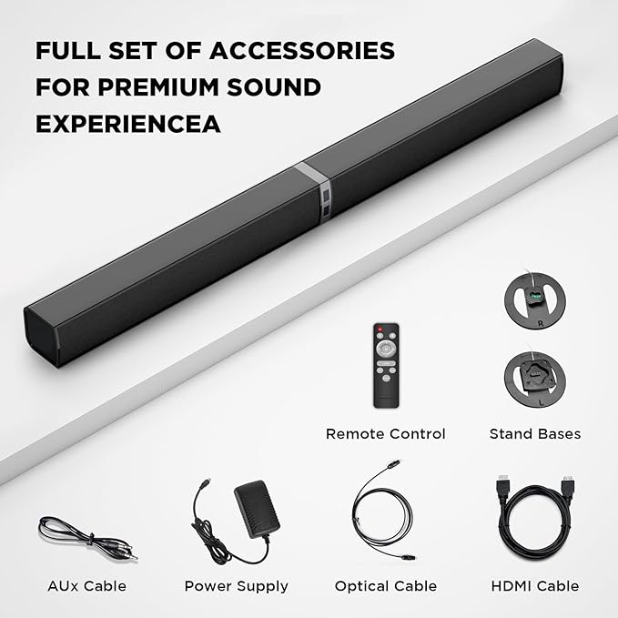 MZEIBO Sound Bar, TV Soundbar 80W with Bluetooth 5.3 Stereo Immersive Sound Detachable 2-in-1 Design for Home Theater Smart TV PC & Music Experience