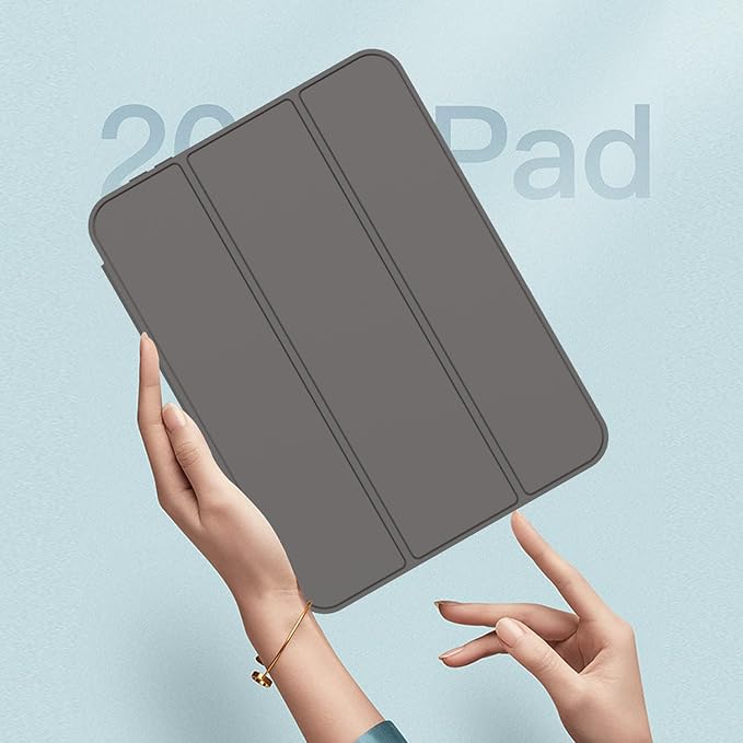 iMieet iPad mini 7 Case 2024 (A17 Pro), iPad mini 6 Case (8.3-Inch,2021 Model), iPad mini 7th/6th Generation Case with Pencil Holder, Trifold Stand Smart Case with Soft TPU Back,Space Gray