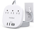 Cruise Ship Travel Essentials, 22.5W/4.5A Flat Plug Power Strip, 3Ft Flat Extension Cord, 3 Outlets 4 USB Ports (2 USB C) Cruise Approved Power Strip No Surge Protection, Desktop Charging Station