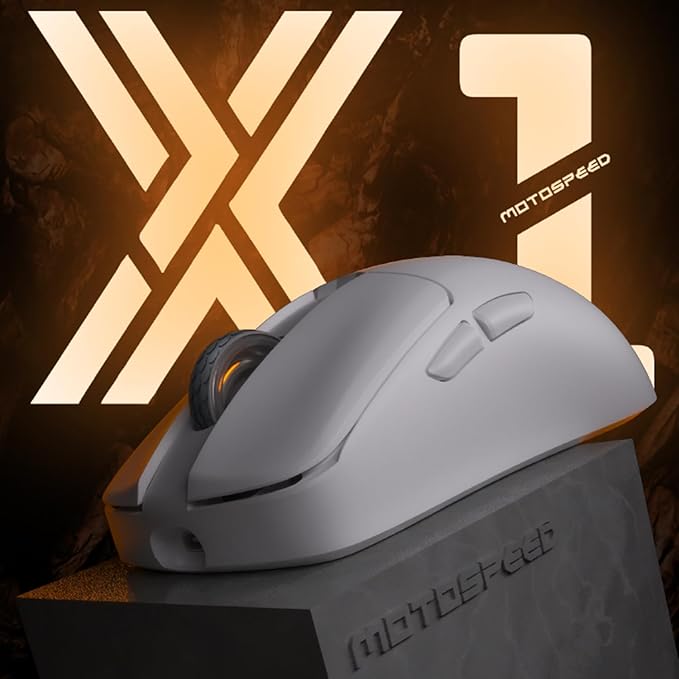 MOTOSPEED X1 4K Mini Wireless Gaming Mouse,Tri-Mode 2.4G/USB-C/Bluetooth Mouse Up to 26000DPI,PAW3395 Optical Sensor Lightweight 48g,5 programmable Button,Computer Mouse for Laptop,PC,Mac-White