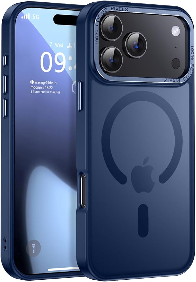 Newfuture Magnetic for iPhone 17 Pro Max Case [Compatible with Magsafe] [Military Grade Drop Protection] Translucent Matte Anti-Scratch Shockproof Protective Phone Cover 6.9 Inch, Navy Blue