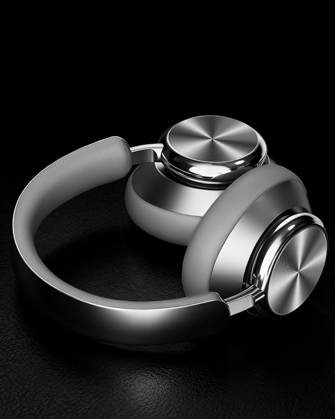 Wentronic Y03 Bluetooth Headphones Wireless Active Noise Cancelling Over Ear Headphones 48 Hours Playtime High Sound Quality 6 EQ Music Mode Headphones with Soft Ear Cushion - Silver