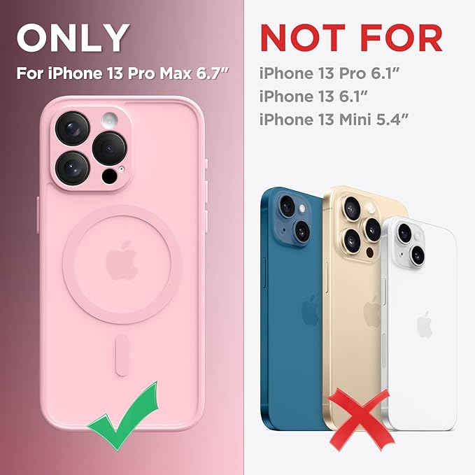 CAPRARO CAPRRO Magnetic for iPhone 13 Pro Max Case, [Compatible with MagSafe] [Full Camera Protection] Shockproof Protective Slim Translucent Matte Phone Case for iPhone 13 Pro Max 6.7'', Peach Pink