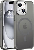 Newfuture Magnetic for iPhone 15 Case [Compatible with Magsafe] [Military Grade Drop Protection] Translucent Matte Anti-Fingerprint Shockproof Phone Case for iPhone 15 6.1 inch, Titanium Gray