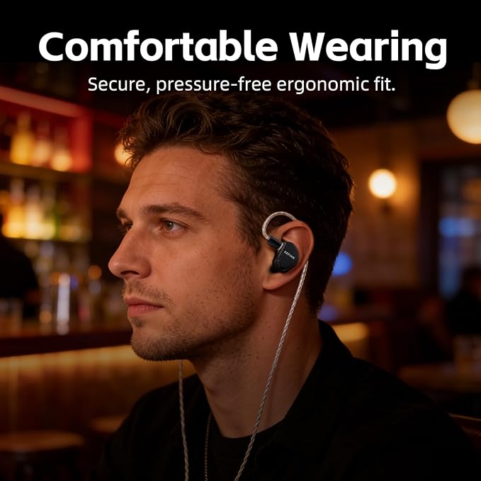 Klean in Ear Monitor, Wired Gaming Earbud, 10mm DLC Diaphragm Dynamic Driver, Wired Earbuds, Interchangeable Tuning Nozzles, HiFi IEM for Audiophile, Musician & Gaming (with Mic USB-C)