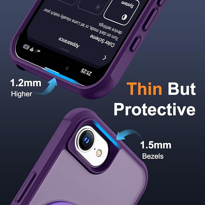 SKYLMW Compatible with iPhone 16e Case & iPhone 17e Case 6.1" with Invisible Magnetic O-Ring Stand Military-Grade Translucent Phone Cases [Compatible with Mag-Safe][Great Grip Feeling], Purple