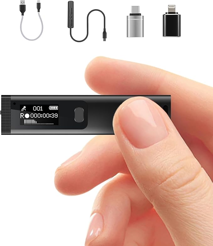 Mini Digital Voice Recorder - 1536Kbps Voice Activated Recorder with Noise Reduction, 64GB Audio Recorder for Lectures Meeting Interviews, Magnetic Tape Recorder Portable Mini with USB, MP3 Player