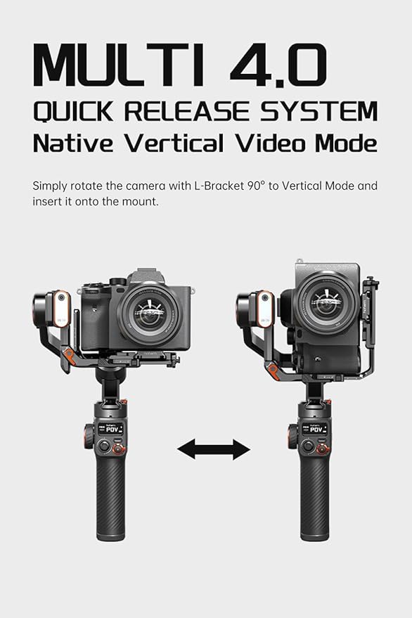 Hohem iSteady MT2 Kit Camera Stabilizer with AI Tracker/Magnetic Fill Light, All in One 3-Axis Gimbal Stabilizer for Mirrorless Camera Smartphone, Native Vertical Shooting