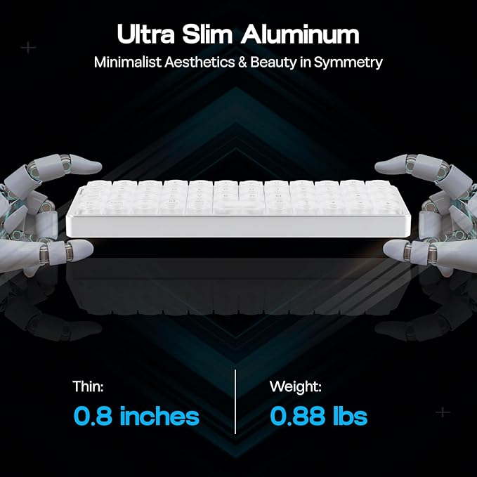 EPOMAKER Luma40 Low Profile Mechanical Keyboard with QMK/VIA & CNC Metal, Transparent PC Keycap, Hot-Swap, Kailh Linear Switch, 2.4Ghz/BT/USB, 40% Wireless Gaming Keyboard for Mac/Win