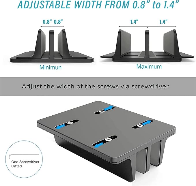 Double Slot Vertical Laptop Tablet Stand Mount Space -Saving Storage for MacBook Laptop Chromebook Tablet,Smartphone (Black)