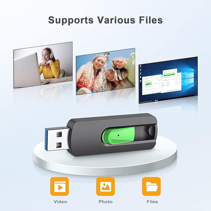 Aiibe 128GB Flash Drive 2 Pack USB Drive 128GB Upgraded 150MB/s USB 3.1 Flash Drive Thumb Drive Retractable Memory Stick Jump Drives for PC Laptop, Green