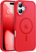 Newfuture Magnetic for iPhone 17 Case [Compatible with Magsafe] [Military Grade Drop Protection] Translucent Matte Anti-Scratch Shockproof Protective Phone Cover 6.3 Inch, Red