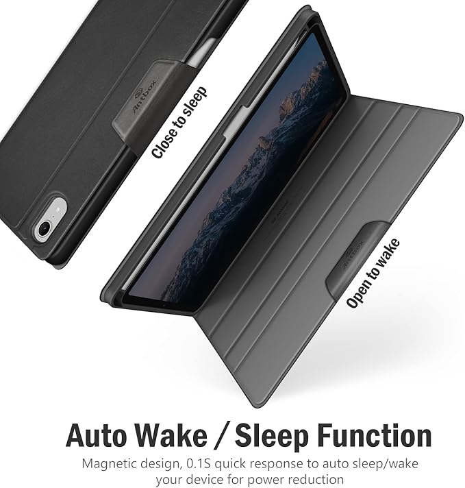 Antbox Case for iPad mini 7 A17 Pro, iPad mini 7th/6th Generation Case (2024/2021) with Pencil Holder Vegan Leather Smart Cover with Auto Sleep/Wake Stand Function