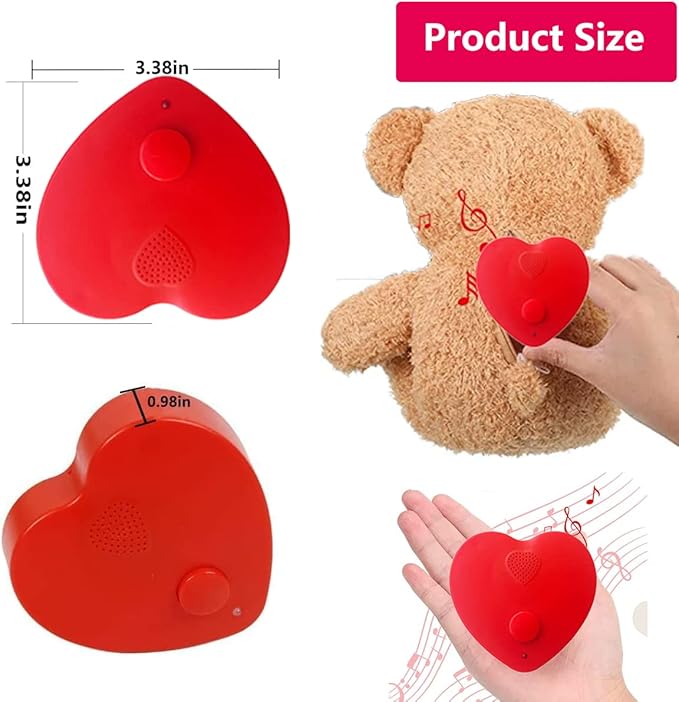 XLW 16min Voice Recorder for Stuffed Animals,Personal Voice Message Recordable Sound Recorder Chips Module for Mother's Day Christmas Plush Toy,Manual DIY Sound Creative Presents for Boyfriend (Red)