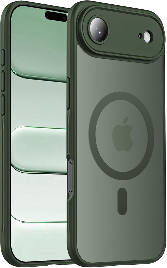 Symcele Designed for iPhone Air Case, Compatible with MagSafe, [Camera Protection] [15FT Military Drop Protection] Shockproof Translucent Matte Anti-Slip Thin Slim Phone Case, 6.5", Alpine Green