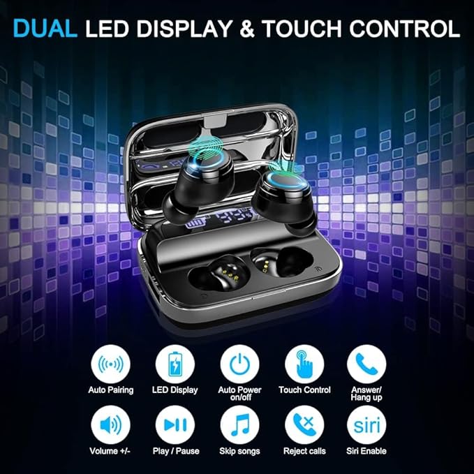 Ordtop Wireless Earbuds, 140Hrs Playtime Ear Buds 2026 New Bluetooth 5.3 Headphones 6D Stereo Bass with ENC Clear Call, IPX7 Waterproof Earphones for Sports/Working, in Ear Headphones for Android/iOS