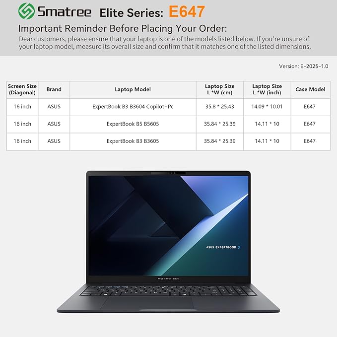 Smatree Laptop Sleeve for 16 inch ASUS ExpertBook B3 B3604/B3605, for 16 inch ASUS ExpertBook B5 B5605, Case with Accessory Pocket, YKK Zipper, Patented Super-Corner Design, Green (E647G)