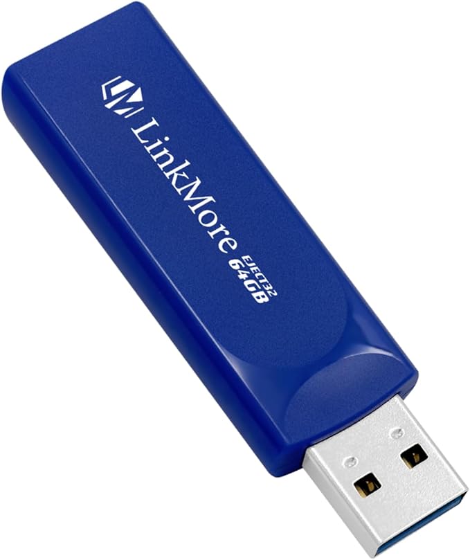 LinkMore 64GB (10 Pack) EJECT32 USB Flash Drive – USB 3.2 Retractable Memory Stick, Slide-Out Design, High-Speed Thumb Drive for PC, Mac, Laptop, Car Audio, Smart TV – Plug & Play, No Cap
