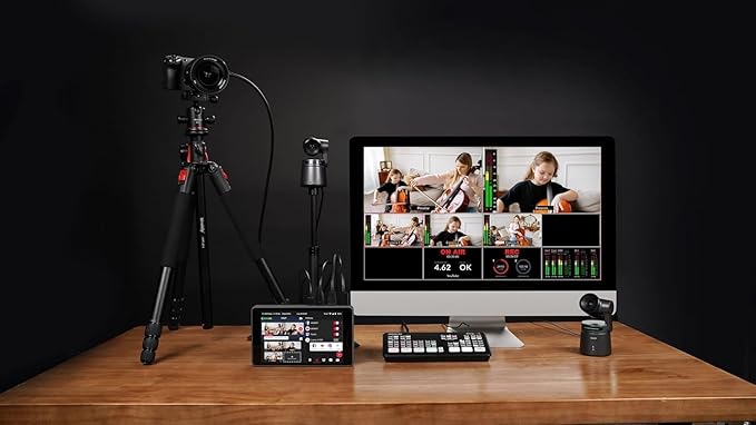 OBSBOT Tail AIR NDI Streaming PTZ Camera,Smart RC Controller,4K AI-Powered Webcam,1.8" CMOS,f/1.8 Aperture,AI Track,Gesture & Remote Control,Wired&Wireless Connection,LiveStream for Church/Music Live