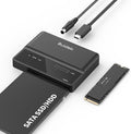 SUIDEK NVMe SSD Enclosure, 10Gbps USB to M.2 and SATA Adapter Tool Free PCIe NVMe External Hard Drive Reader Compatible with M.2(M Key&M+B Key) Any Sizes and 2.5"/3.5" SATA SSD/HDD