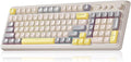 AULA S99 Gaming Keyboard, Ergonomic Computer Keyboards, Wireless Creamy Keyboard Full Size Cute Backlit Media Knob Programmable Tri-Mode Bluetooth/2.4GHz/USB-C Keyboard for PC Gamer - Grey & Yellow