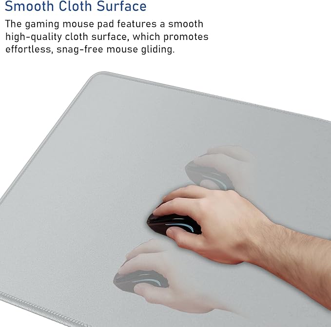 Large Extended Gaming Mouse Pad with Stitched Edges, 47.3 X 23.6 in Desk Pad Durable Non-Slip Natural Rubber Base, Waterproof Computer Keyboard Mat for Esports Pros, Gamer, Desktop, Grey