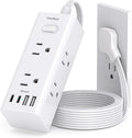 1Ft Extension Cord with Multiple Outlets, Flat Plug Power Strip Surge Protector with 1 Ft Cord, 6 Outlet 4 USB Ports (2 USB C), Multi Outlet Wall Plug for Travel, College, Dorm Room Essentials(White)