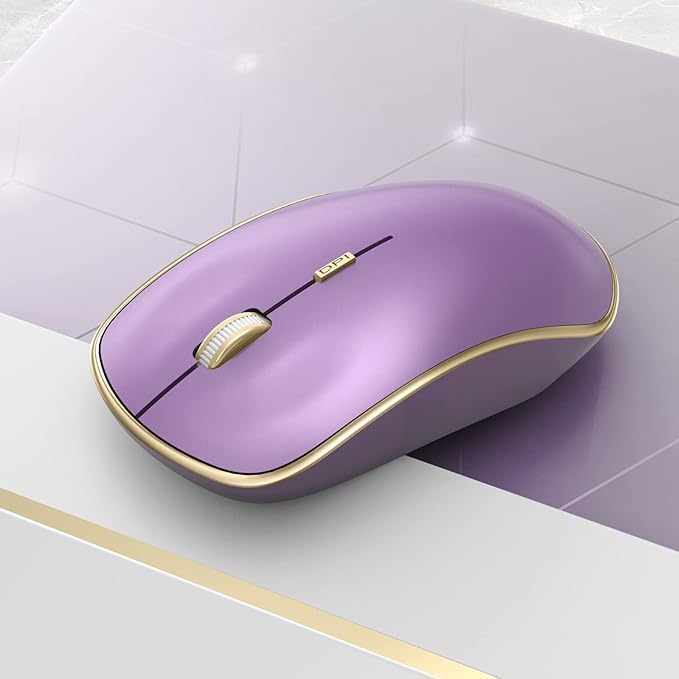 JOYACCESS Silent Wireless Mouse - 2.4G Portable & Ergonomic with 5 DPI Levels for Desktop, Notebook, PC & Laptop (Purple)