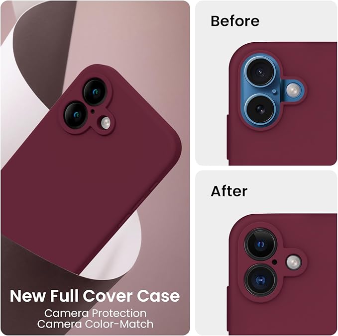 FireNova Designed for iPhone 16 Plus Case, Silicone Upgraded [Camera Protection] Case, Soft Anti-Scratch Microfiber Lining Inside, 6.7 inch, Plum