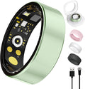 Smart Ring for Women Men, Health Tracker with Heart Rate/Blood Oxygen/Blood Pressure/Sleep Monitoring/Step Counting, IP68 Waterproof Fitness Ring, No App Fees for iPhone & Android (Green, 6#)