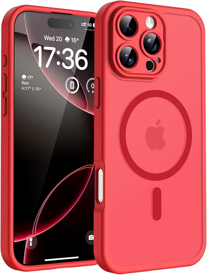 TOCOL for Phone 16 Pro Case, Compatible with Magsafe Charger, Full Camera Protection, Drop Protection, Translucent Matte Phone Case for iPhone 16 Pro 6.3 inch (Red)