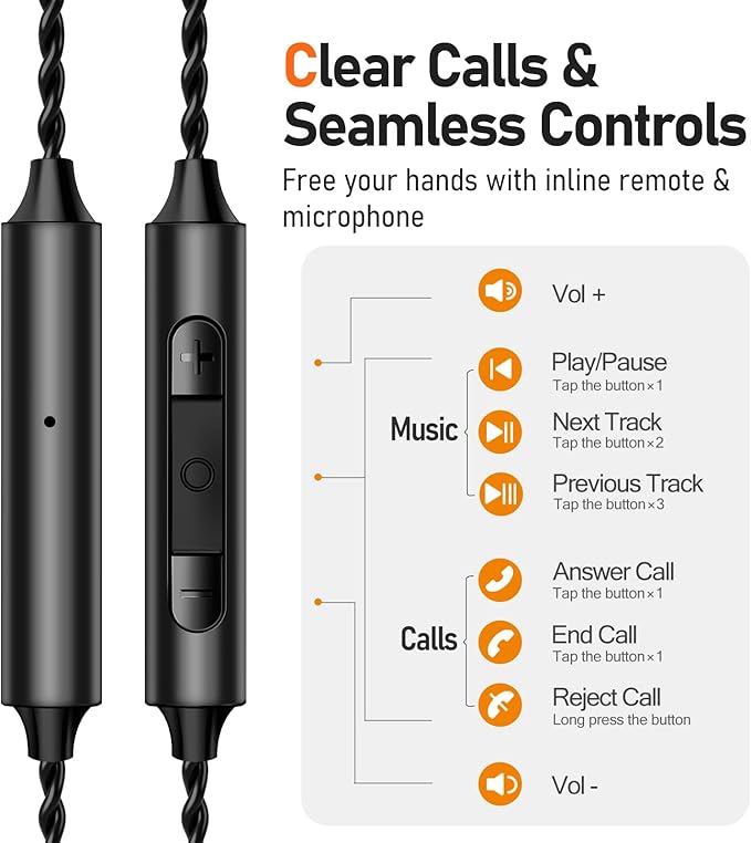 Vibes 202ML Wired Earbuds - HiFi in Ear Headphones for iPhone 5–14, Noise Isolating Ear Buds w/ Mic - Clear Sound, Deep Bass, Comfort-Fit Earphones - MMCX–LTN, Silver Plated Cord, Carrying Case