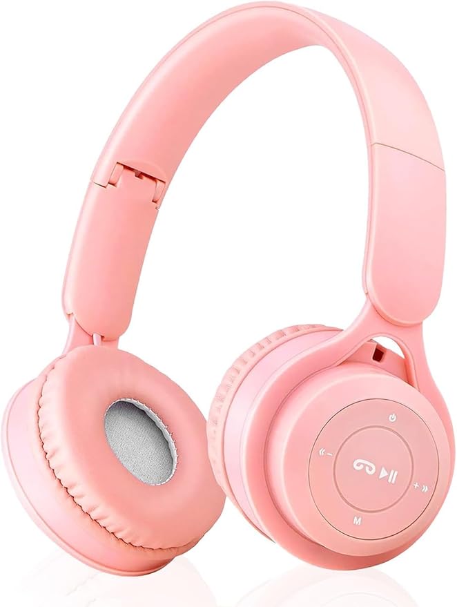 Upgraded Hybrid Noise Cancelling Bluetooth Headphones Over Ear Wireless Bluetooth with Mic Soft-Earpads HiFi Stereo Foldable Lightweight Headset Deep Bass for Home Office Cellphone PC Pink