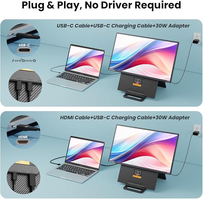 Hyangin 24-inch Large Portable Monitor for Laptop, 2026 Upgraded 1080P FHD 100Hz Portable Screen,125% sRGB IPS Portable Second Monitor with Adjustable Stand for Laptop, MacBook, Phones