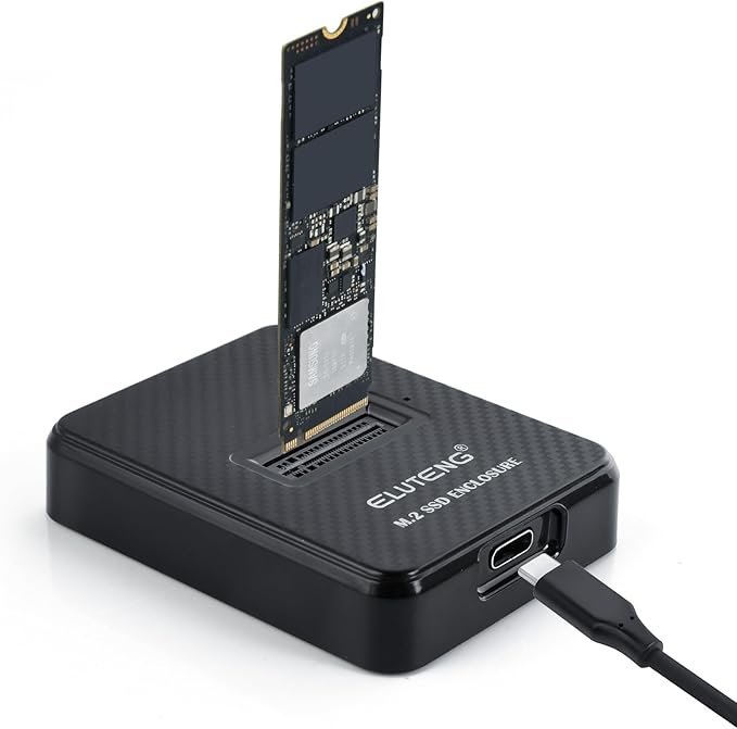ELUTENG M.2 NVMe SSD Docking Station, 10Gbps USB-C & USB-A PCIe SSD Reader, 2-in-1 Cable, B+M Key Compatible, Fits 2230/2242/2260/2280 SSD, No SATA/mSATA Support, Black