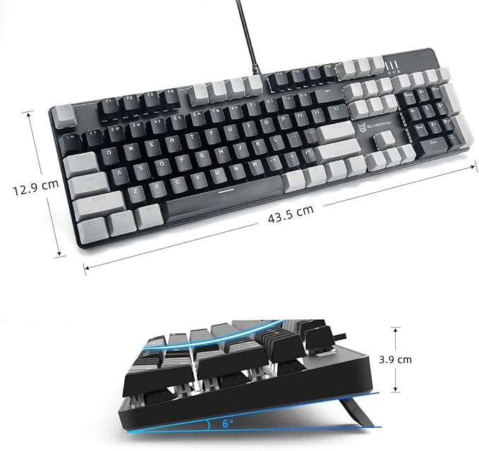 Qisan 104 Mechanical Keyboard for Gaming | Large Size USB White Backlit Gaming Keyboard Wired | US Layout Black Switches Hot Swappable Mechanical Clicky Keyboards Compatible with PC & Laptop