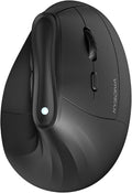 KYSONA 57° Ergonomic Wireless Tower Mouse, Vertical Quiet Ergo Mouse, Bluetooth(BT5.0,BT3.0)&2.4G, (800/1200/2400/2400/4000), 5 Buttons for Windows, macOS, iPadOS, Laptop, PC, Black