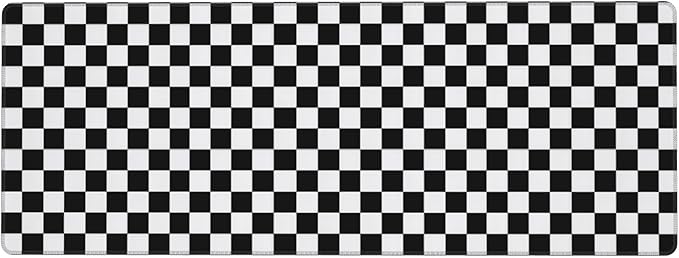 Black and Wite Checkerboard Mouse Pad Extended Large Gaming Mouse Pad XL Stitched Edges for Gamer Home Office 31.5 X 11.8 Inch