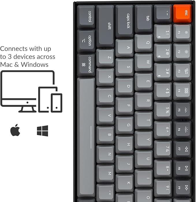 Keychron K4 96% Layout 100 Keys Wireless Bluetooth 5.1/Wired USB Mechanical Gaming Keyboard with Keychron Super Red Switch White LED Backlight N-Key Rollover for Mac Windows PC-Version 2