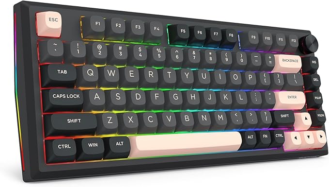 Redragon K687 PRO Wireless CNC Gasket Gaming Keyboard, 81 Keys Mechanical Keyboard w/Premium CNC Aluminum Board, Easy-Control Knob, 5-Layer Noise Dampening, Custom Linear Switch, Round PBT Keycaps