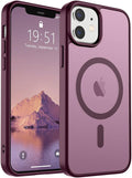 SUPFINE Magnetic for iPhone 12 Case/iPhone 12 Pro Case (Compatible with MagSafe)(Military Grade Drop Protection) Slim Translucent Matte Shockproof with Anti-Fingerprint Phone Case,Wine Red