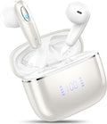 Wireless Earbud, Bluetooth Headphones 5.3 Built in 4 ENC Mic, Stereo Bass Wireless Earphones, 40H Bluetooth Earbud in-Ear Dual LED Display, USB-C, IP7 Waterproof Sport Ear Buds for Android iOS, Sliver