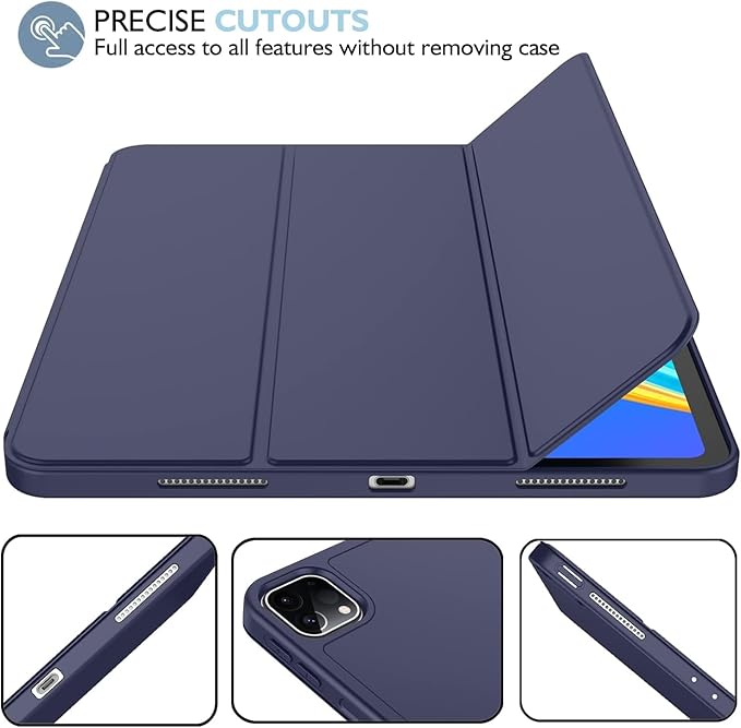 iMieet iPad Pro 13 Inch Case (M5/M4) 2025/2024 with Pencil Holder, Trifold Stand Smart Case with Soft TPU Back, Auto Wake/Sleep (Dark Blue)