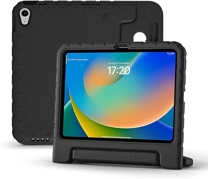 Case for iPad A16 11th (2025)/iPad 10th Gen (2022) with Pencil Holder & Handle Stand, Super Protection EVA Kids Friendly Cover for iPad 11"(A16)/10th Generation 10.9"-Black