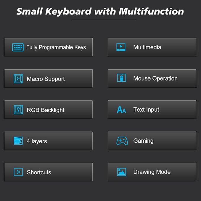 Koolertron One Handed Macro Mechanical Keyboard,Blue LED Backlit Portable Mini One-Handed Mechanical Gaming Keypad OSU! Keyboard 9 Fully Programmable Keys (9 Keys/Black/Pink LED)