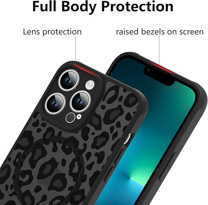 KANGHAR Case for iPhone 13 Pro Phone Case [Compatible with Magsafe] Leopard Printed Pattern Cute Cheetah Protective Magnetic Case for Girls Women Men 6.1"