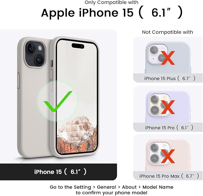 OTOFLY Compatible with iPhone 15 Case, Silicone Shockproof Slim Thin Phone Case for iPhone 15 (6.1 inch),(Stone)