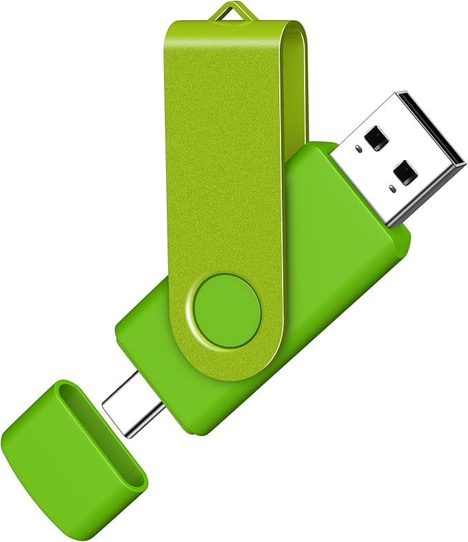 AreTop 16GB USB C Thumb Drive 2 in 1 OTG USB 2.0 + Type C Memory Stick with Keychain Dual Type-C Thumb Drive Photo Stick Jump Drive for Android Smartphones, Computer, Tablet, PC, 1 Pack (Green)