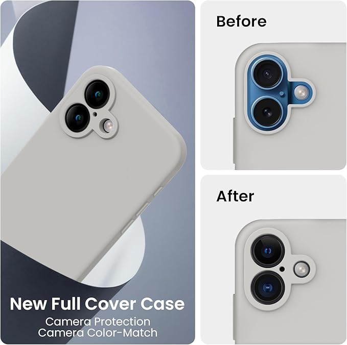 FireNova Designed for iPhone 16 Case, Silicone Upgraded [Camera Protection] Phone Case, Soft Anti-Scratch Microfiber Lining Inside, 6.1 inch, Natural Titanium