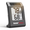 BaldrTherm Humidity Meter Hygrometer, Solar-Powered Room Thermometer Indoor Digital Temperature Sensor Monitor, 2.2''Humidity Gauge for Baby Rooms, Home, Office, 1Pack, Black